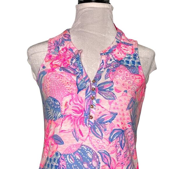 Lilly Pulitzer Essie Sleeveless Top Pink Isle Snappy Turtle Size XS - Picture 4 of 10